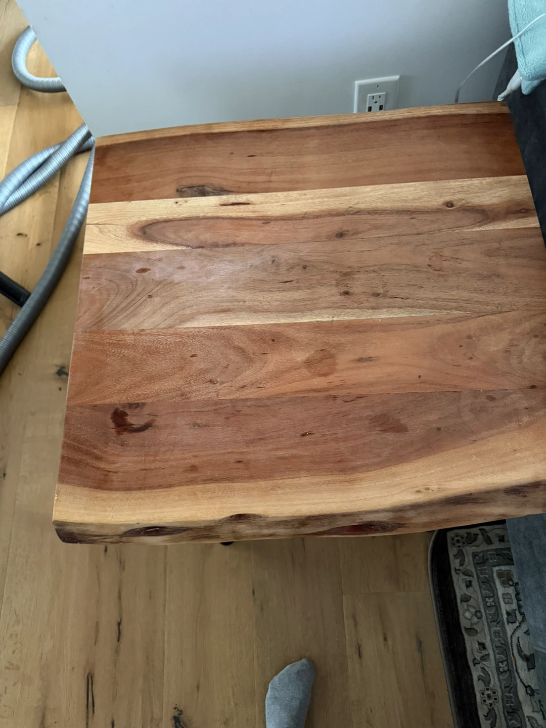 Live Edge Wood End Table with Black Metal Legs