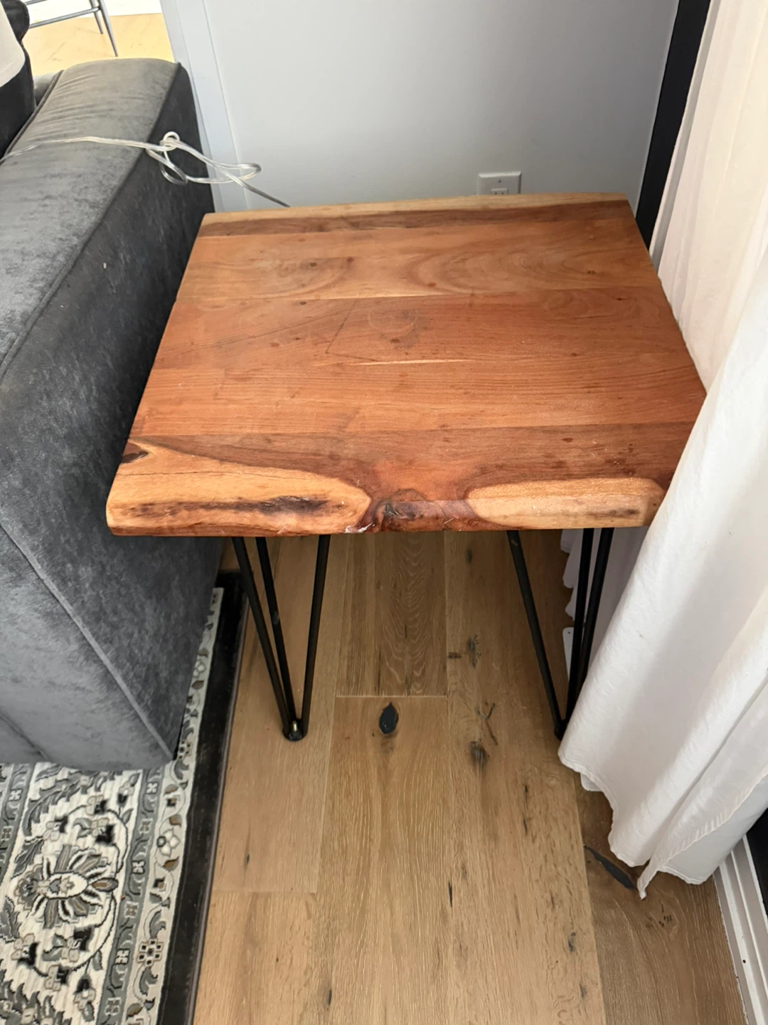 Live Edge Wood End Table with Black Metal Legs - photo 4