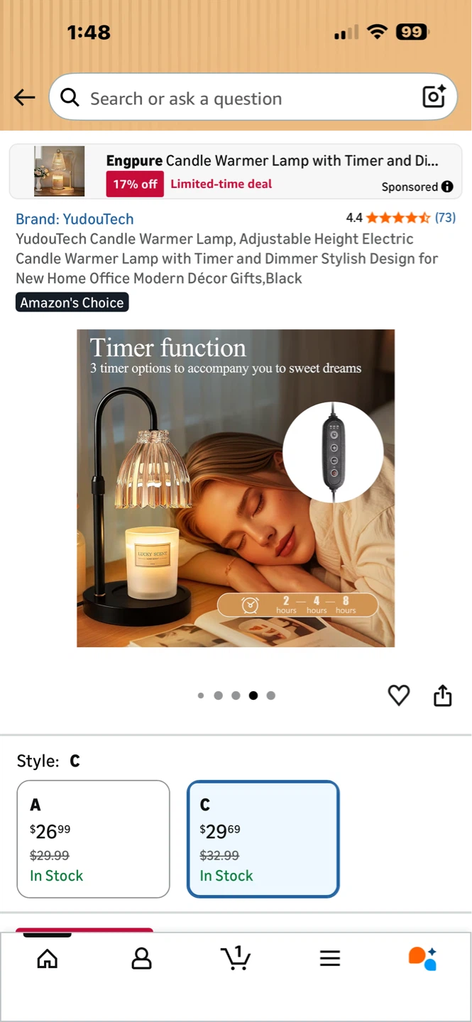 Electric Candle Warmer Lamp Dimmer - Black - photo 2