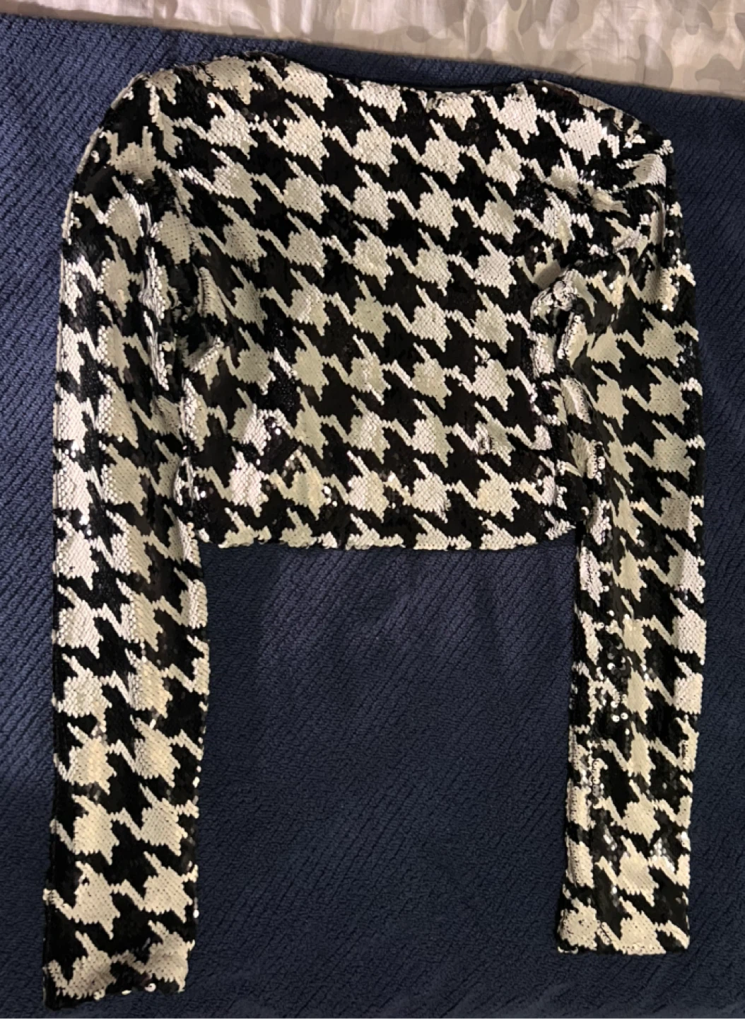 ZARA Sequin Houndstooth Cropped Top - photo 3