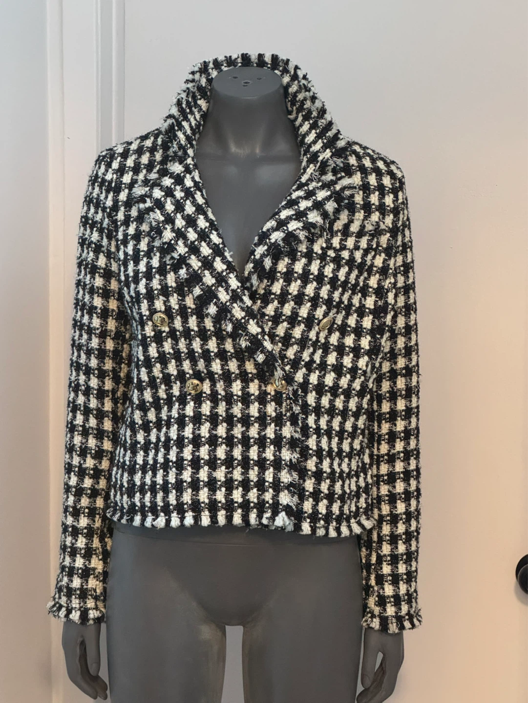 House of Harlow 1960 Black & White Tweed Jacket Size M