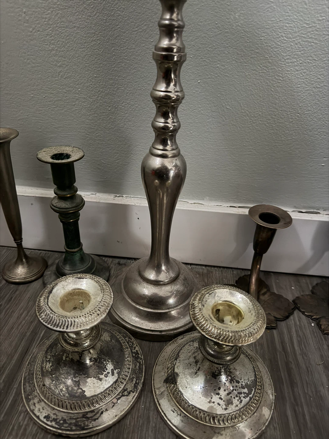Mixed Lot of Metal Candlesticks and Vases