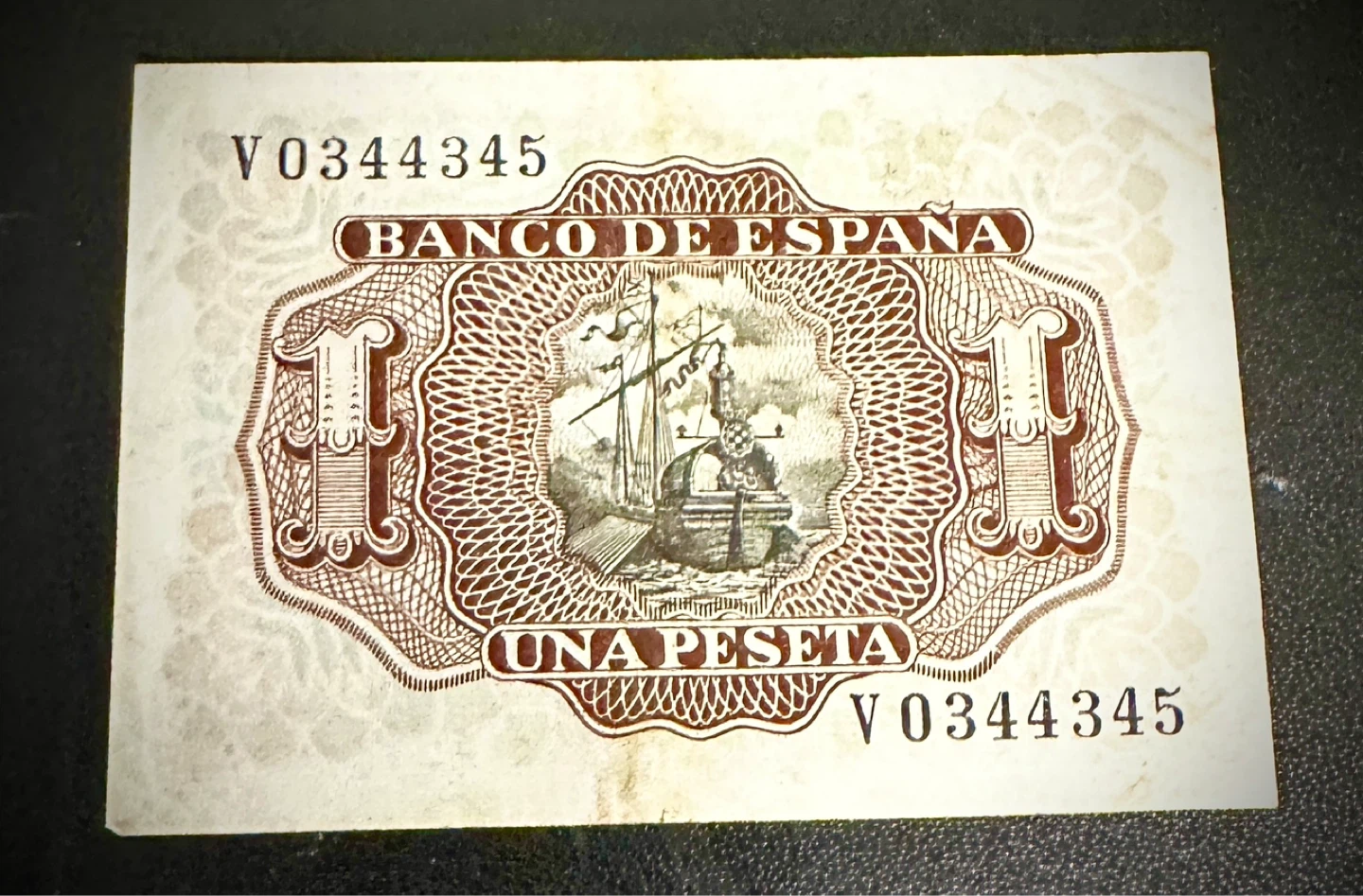 1953 Spain Banco de España 1 Peseta Banknote - photo 3