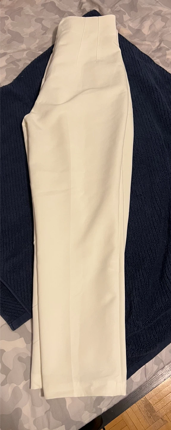 ZARA White High-Waisted Trousers Size M