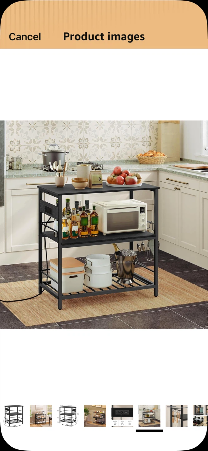 New 3-Tier Kitchen Island w/ Storage & Power Outlet