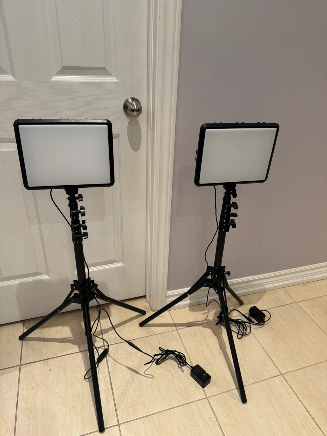 Set of 2 LED Video Lights with Stands