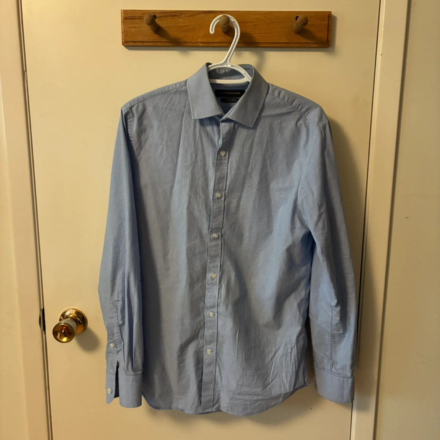 Tommy Hilfiger Slim Fit Stretch Dress N Shirt - Blue Stripe