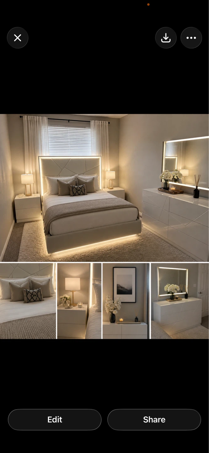 White 6-Drawer Dresser with LED Mirror - photo 3