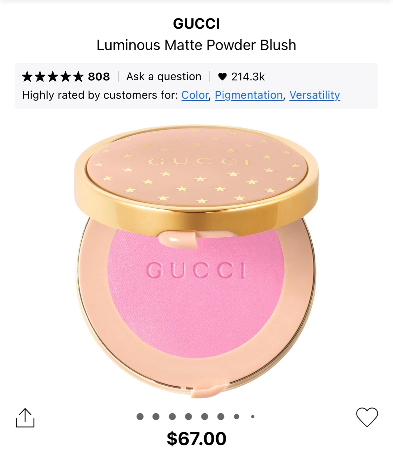 Gucci Luminous Matte Powder Blush - Pink