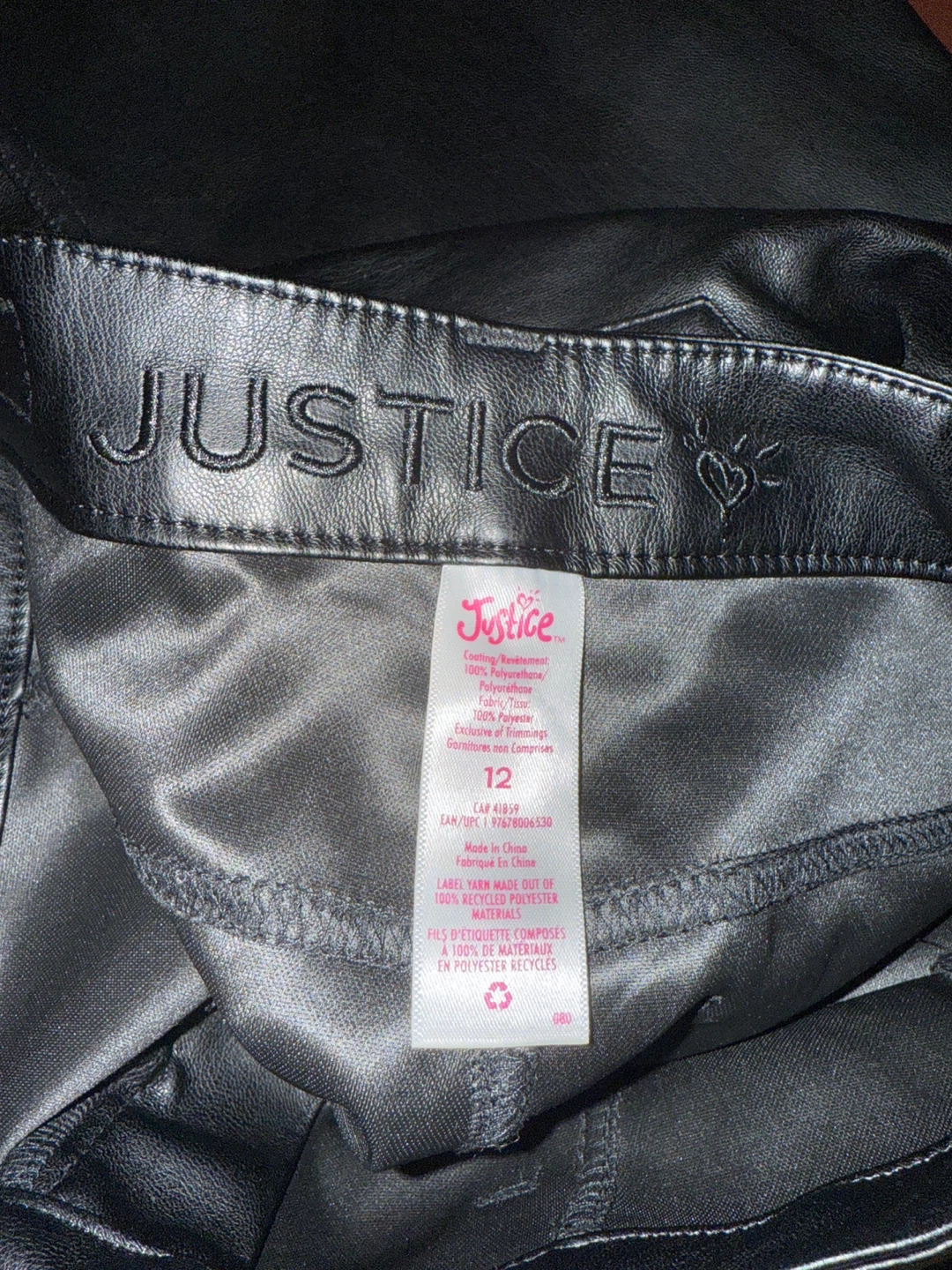 Justice Faux Leather Pants Size 12 - photo 2