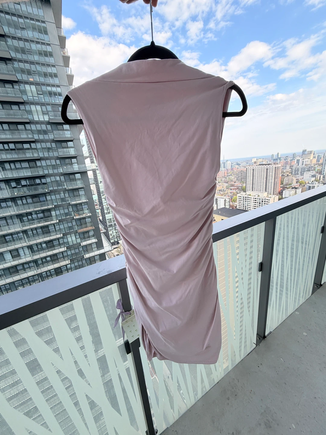CONTOUR DRESS Pale Pink Ruched Mini Dress - photo 4