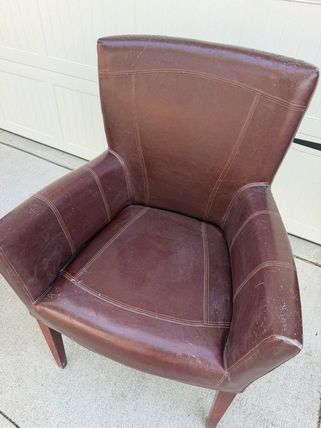 Set of 2 Brown Faux Leather Armchairs - photo 2
