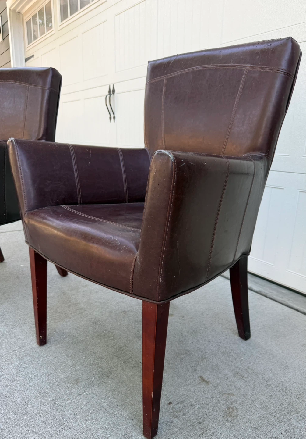 Set of 2 Brown Faux Leather Armchairs - photo 5
