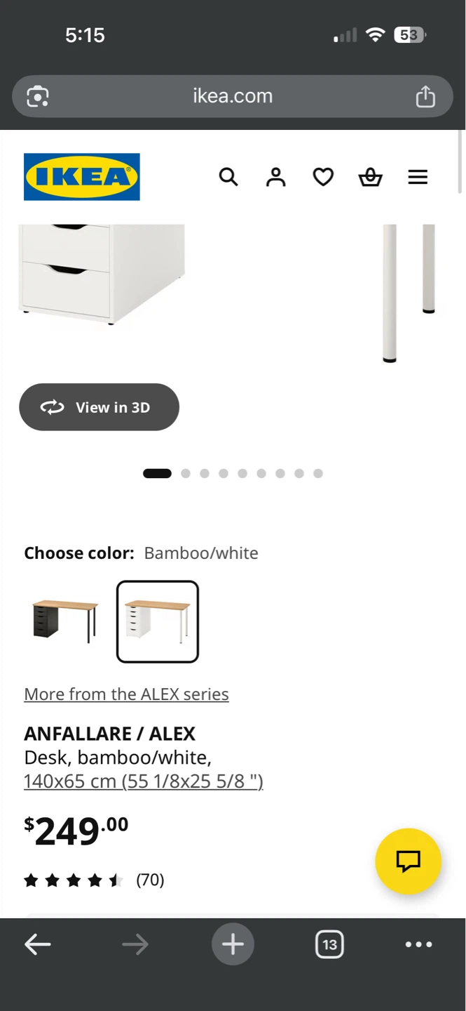 IKEA ANFALLARE / ALEX Desk - Bamboo/white - photo 2