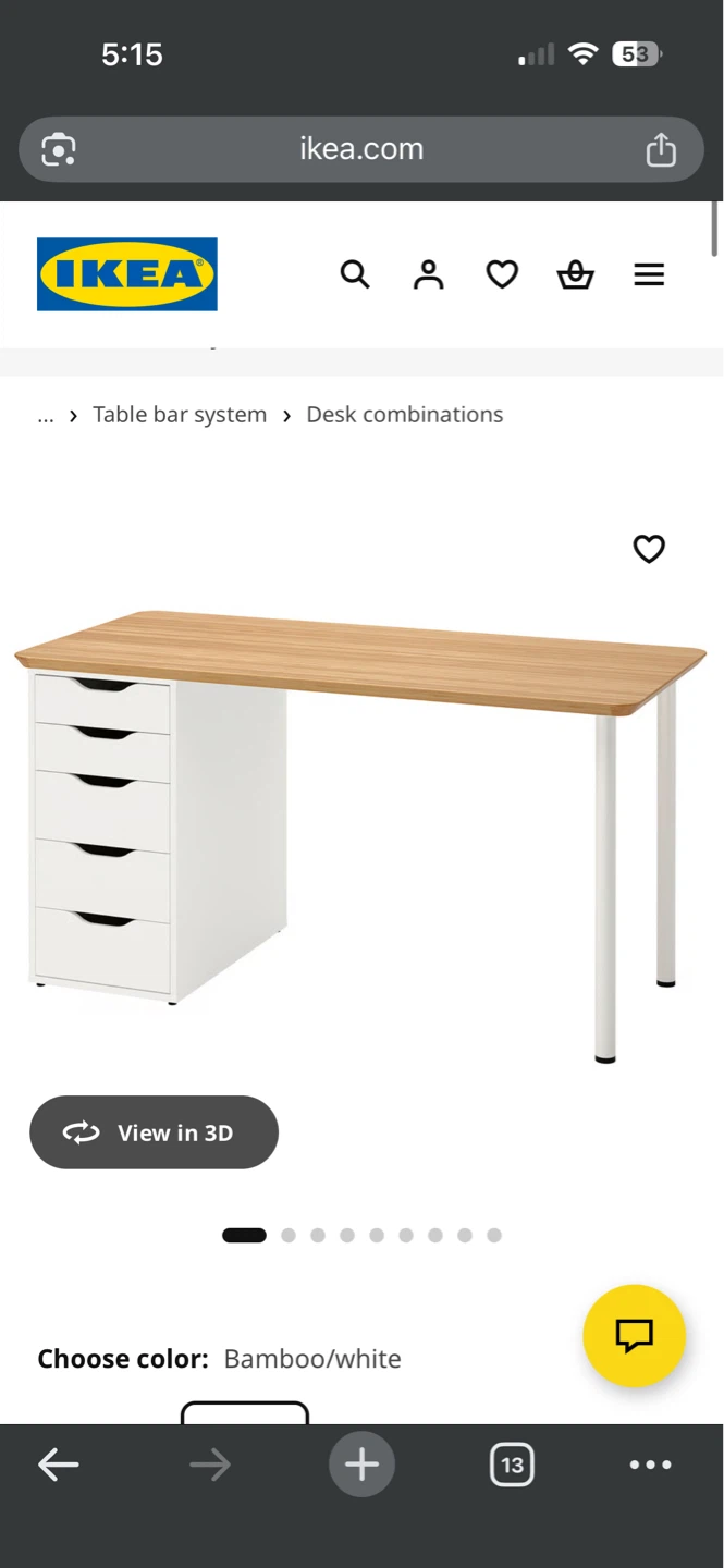 IKEA ANFALLARE / ALEX Desk - Bamboo/white