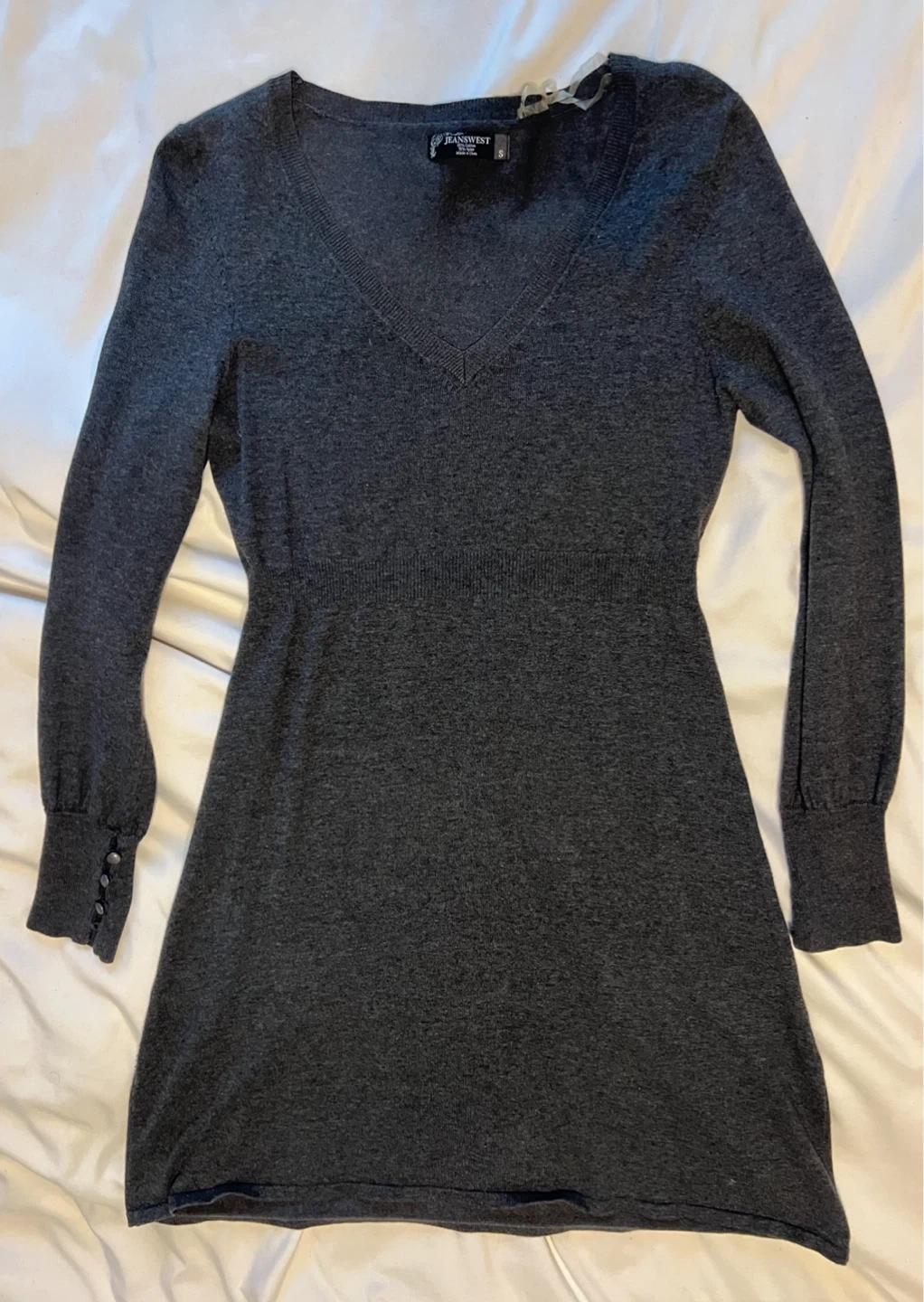 Women’s Grey V-Neck Sweater Dress - Size S