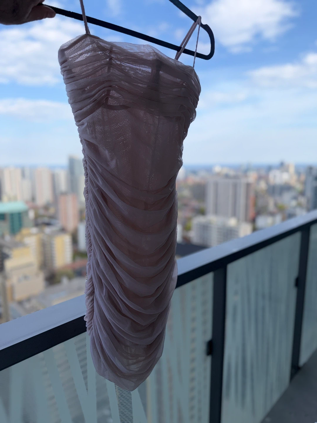Ruched Mesh Mini Dress - photo 2