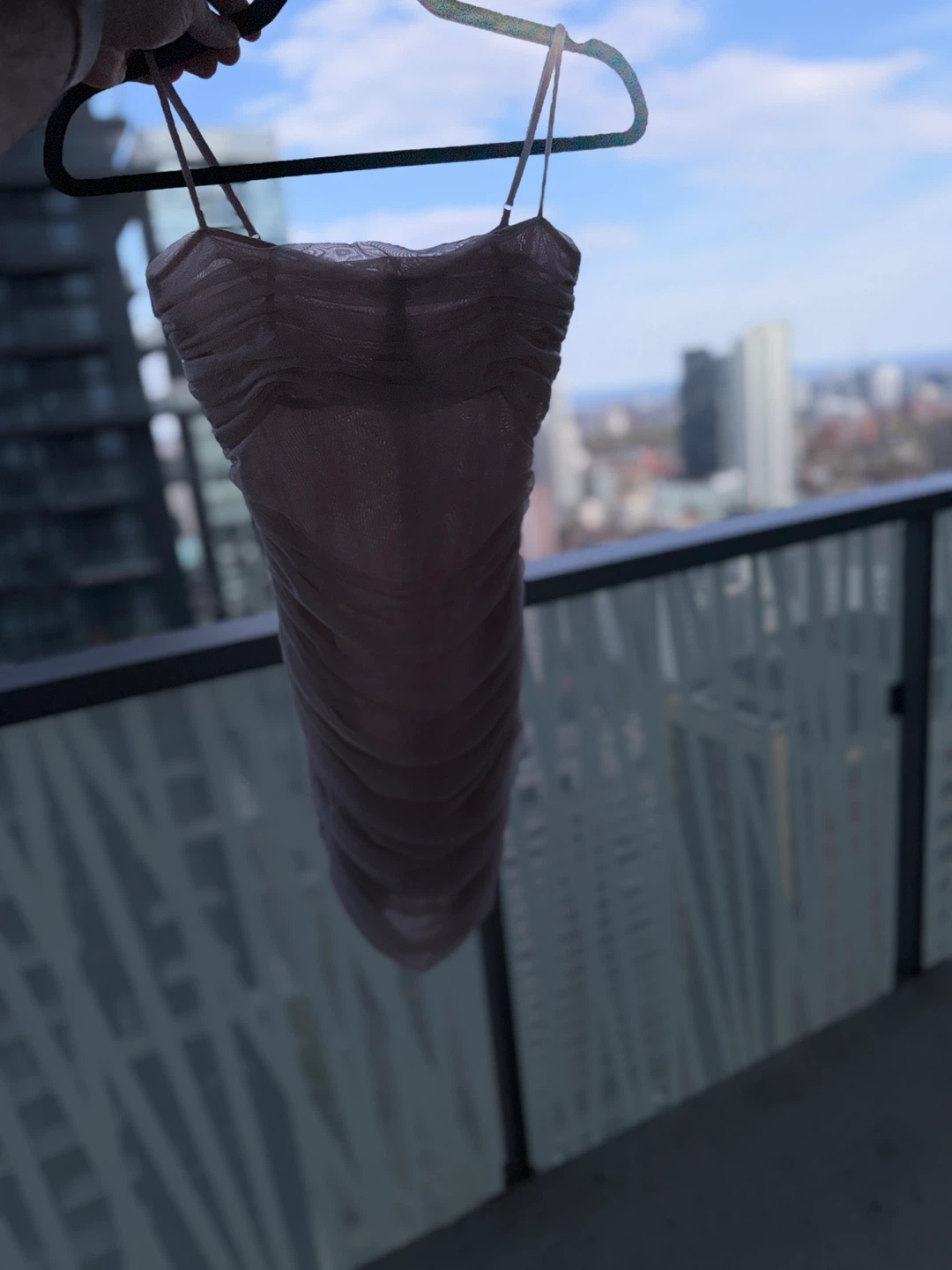 Ruched Mesh Mini Dress - photo 4