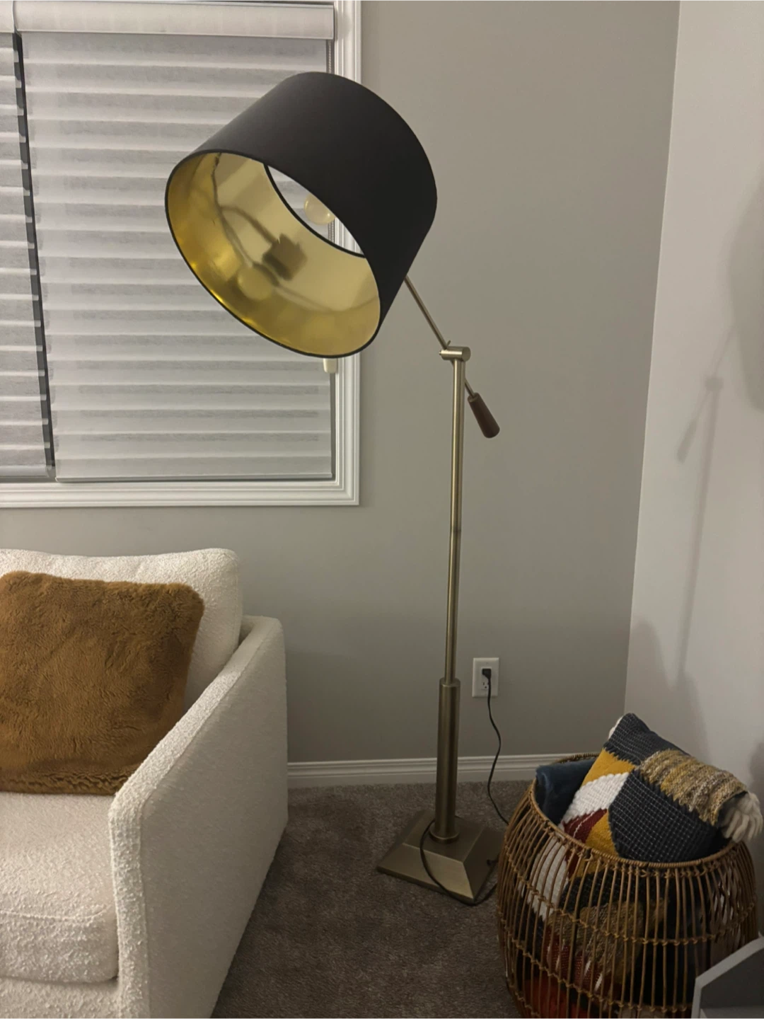 Adjustable Floor Lamp with Gold Interior Shade - photo 2
