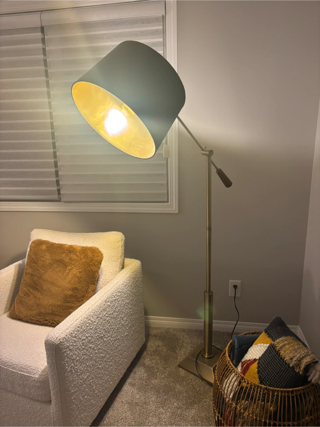 Adjustable Floor Lamp with Gold Interior Shade