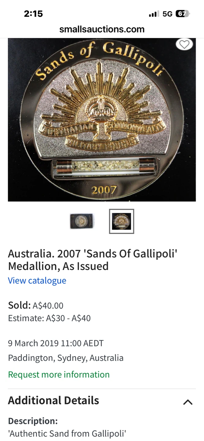 The Australian Spirit Sands of Gallipoli Collection Keyring - photo 2