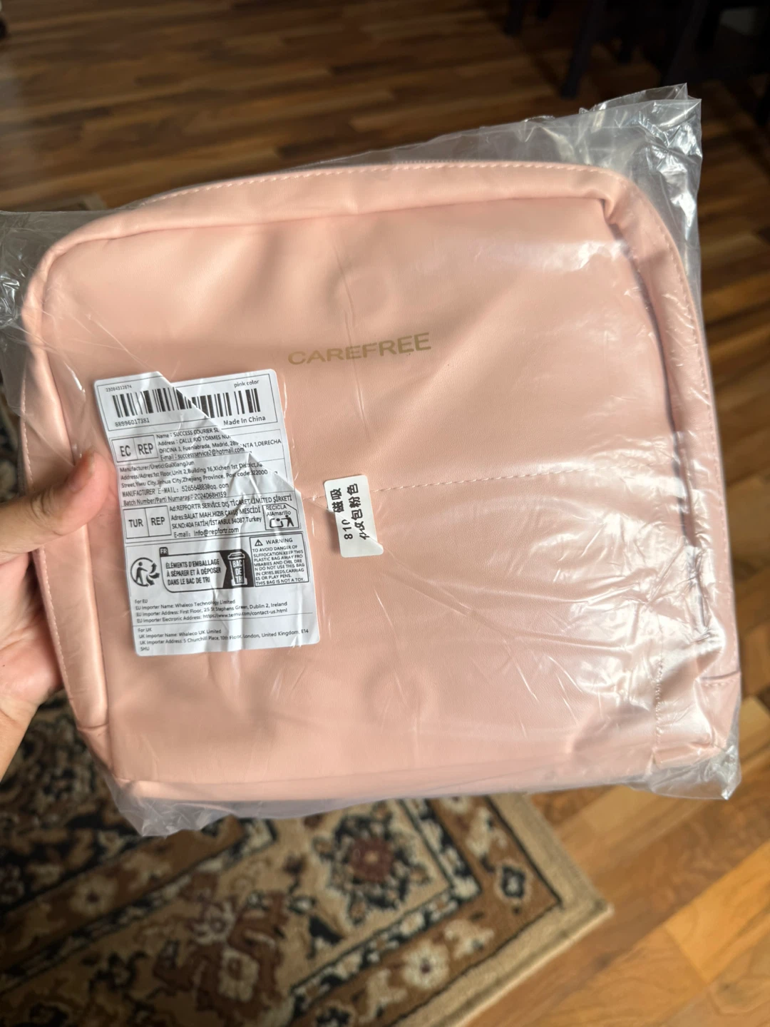 Carefree Pink Travel Toiletry Bag