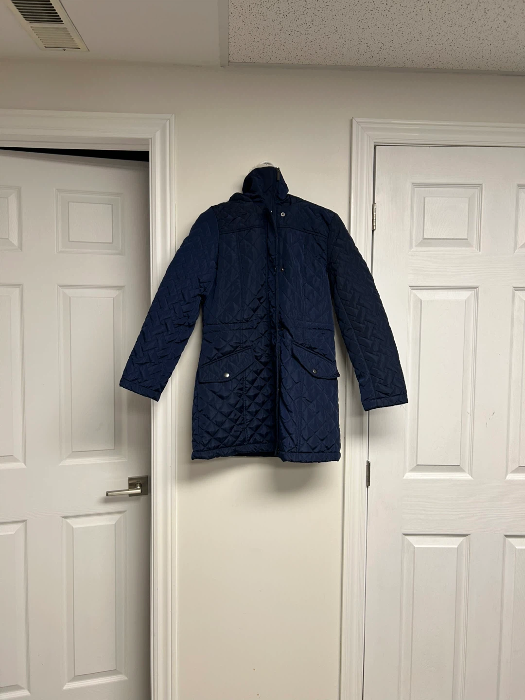 Big Chill Quilted Parka Jacket - Navy Blue - Size S