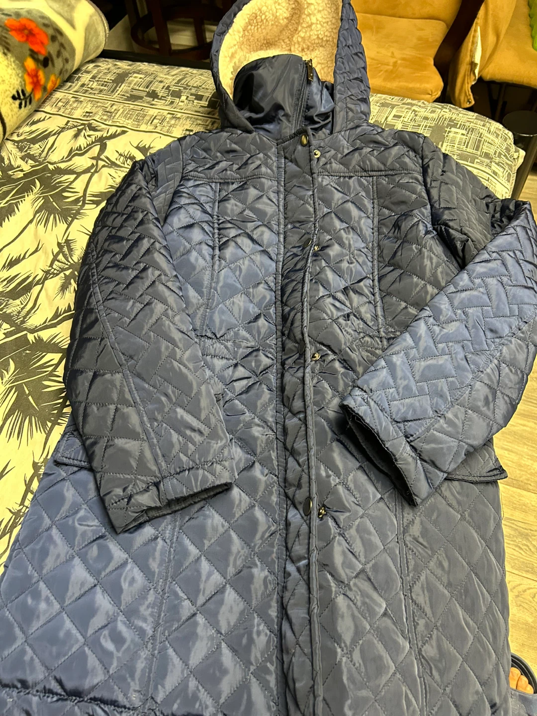 Big Chill Quilted Parka Jacket - Navy Blue - Size S - photo 3