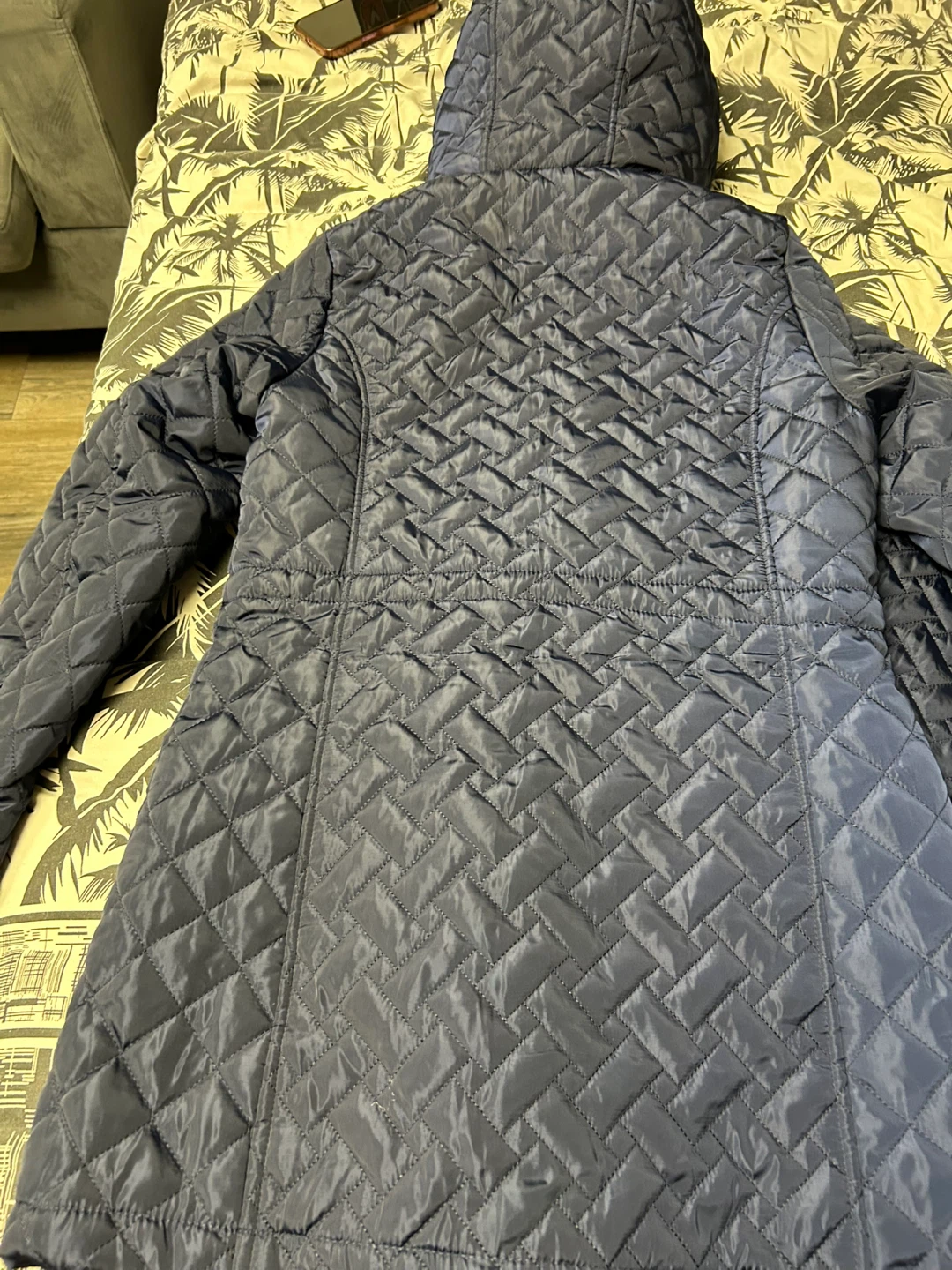 Big Chill Quilted Parka Jacket - Navy Blue - Size S - photo 4