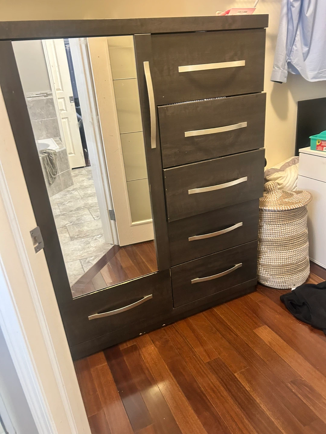 Dark Brown 5-Drawer Dresser with Mirror - photo 4