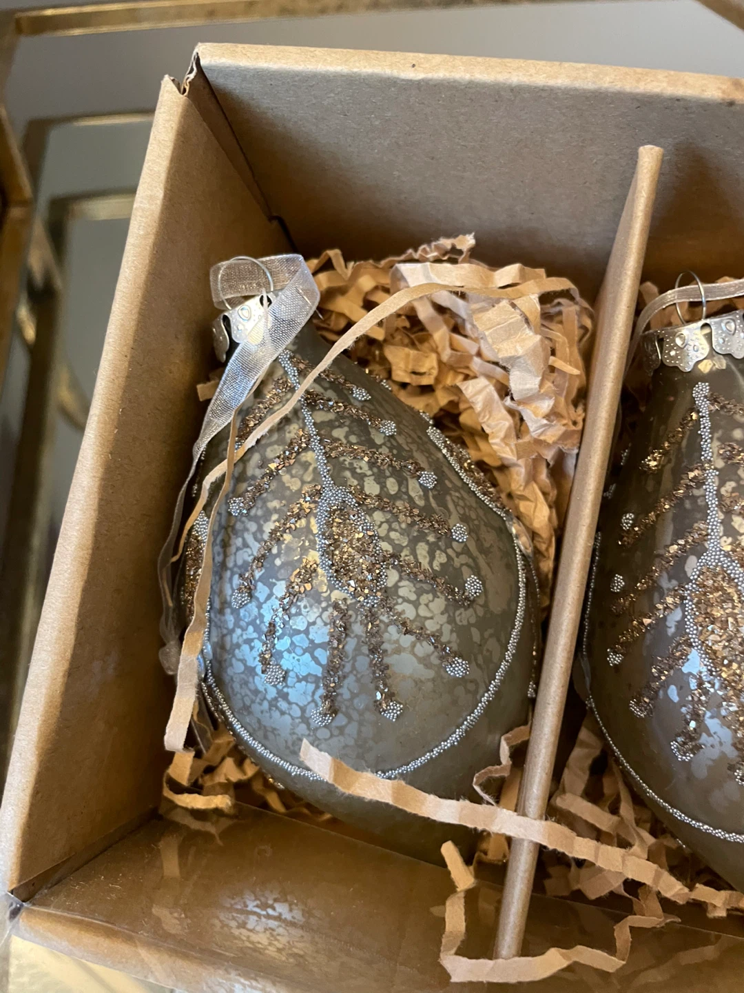 Rachel Zoe Set of 3 Glass Ornaments NEW - photo 3