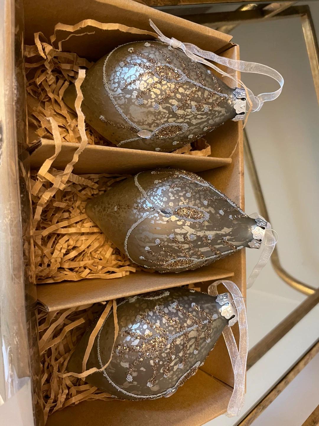 Rachel Zoe Set of 3 Glass Ornaments NEW - photo 5