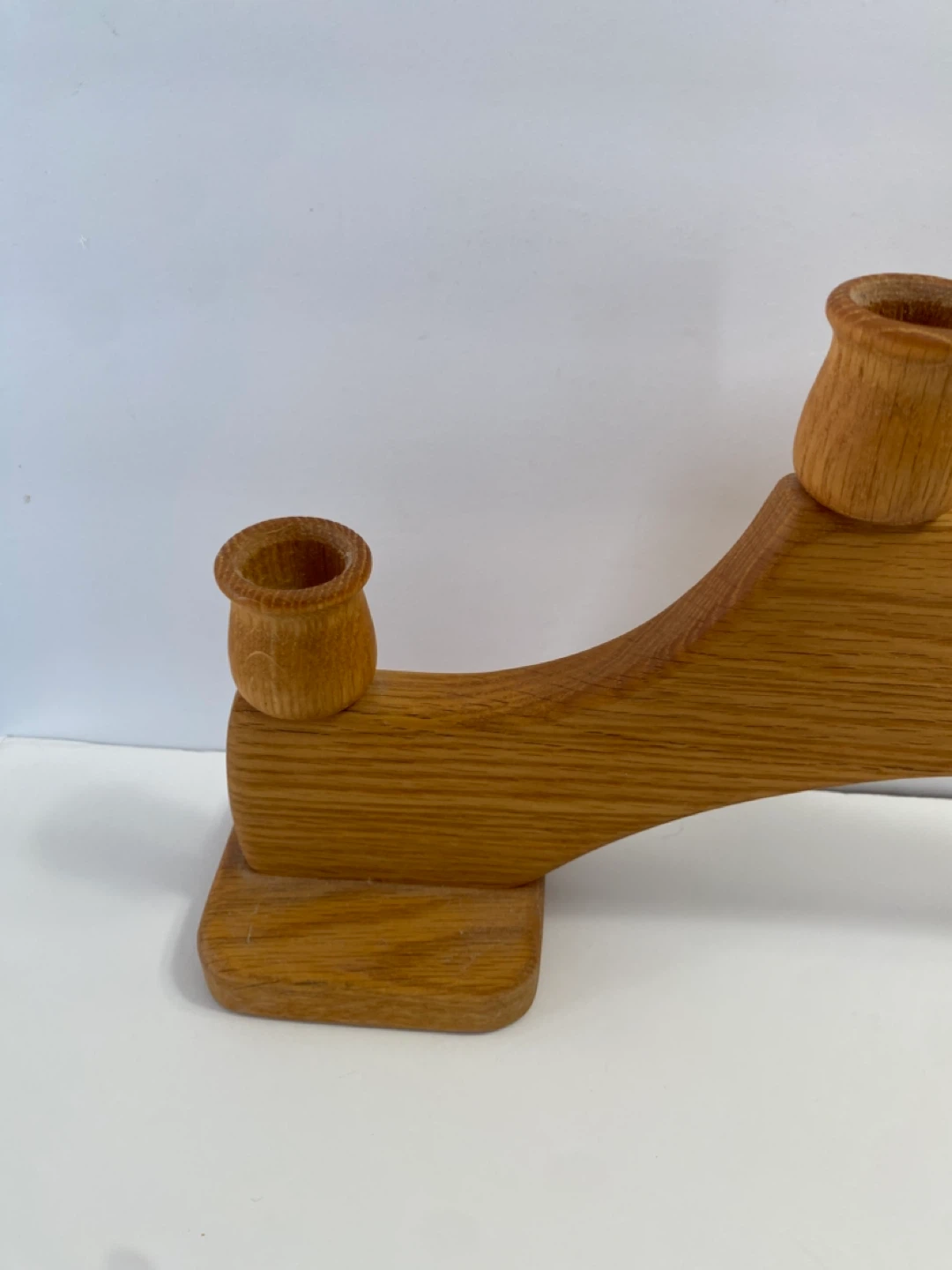 Wooden Candlestick Holder with Heart Cutout - photo 3