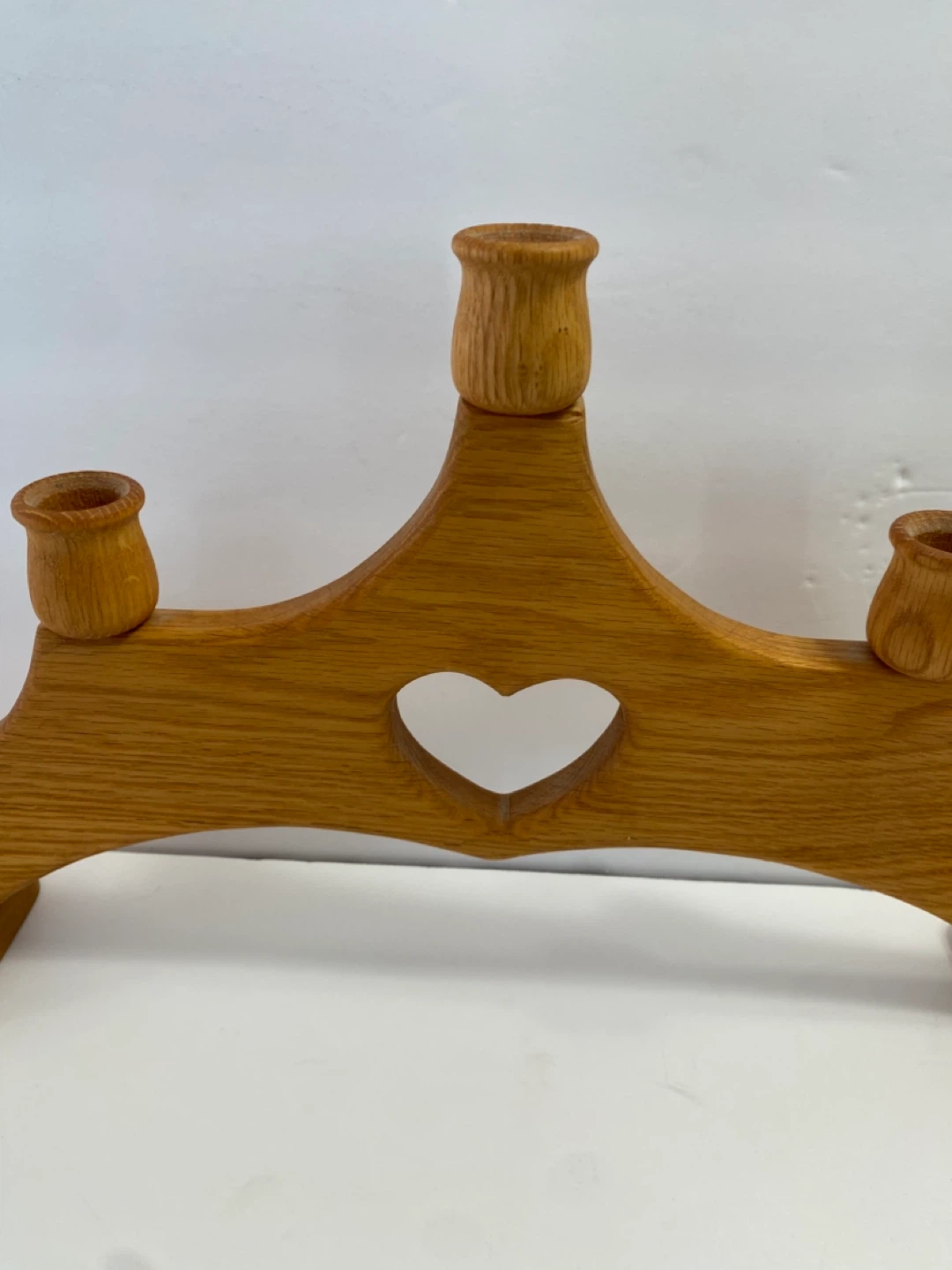 Wooden Candlestick Holder with Heart Cutout - photo 4