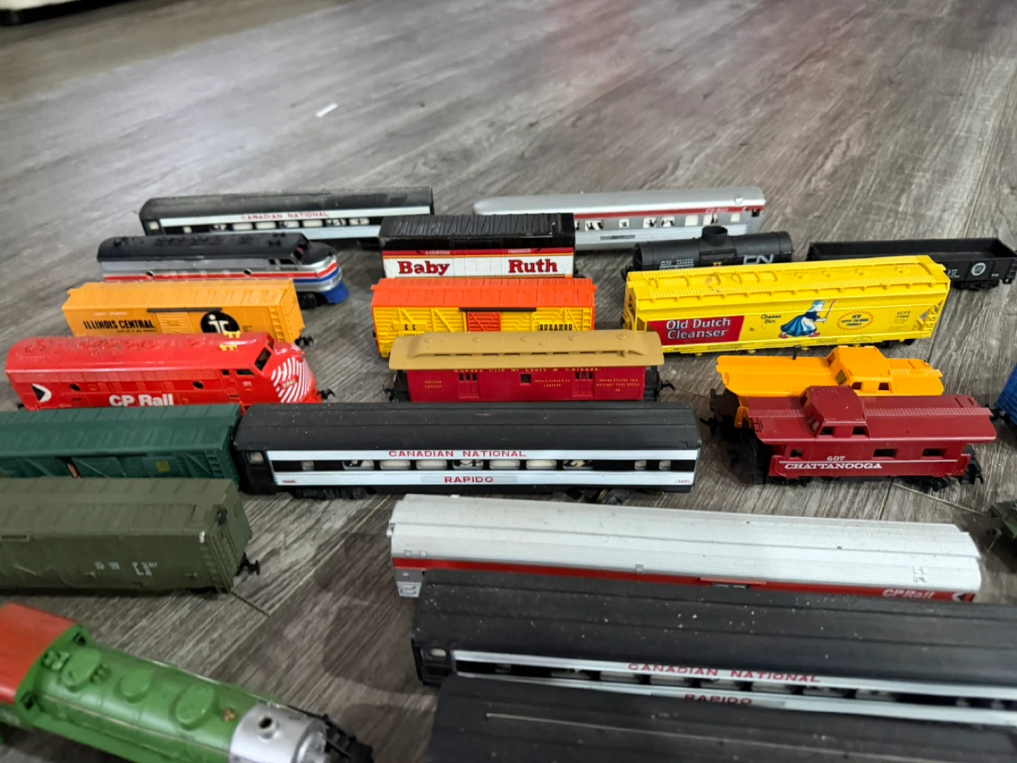 Collection of Model Train Cars and Locomotives