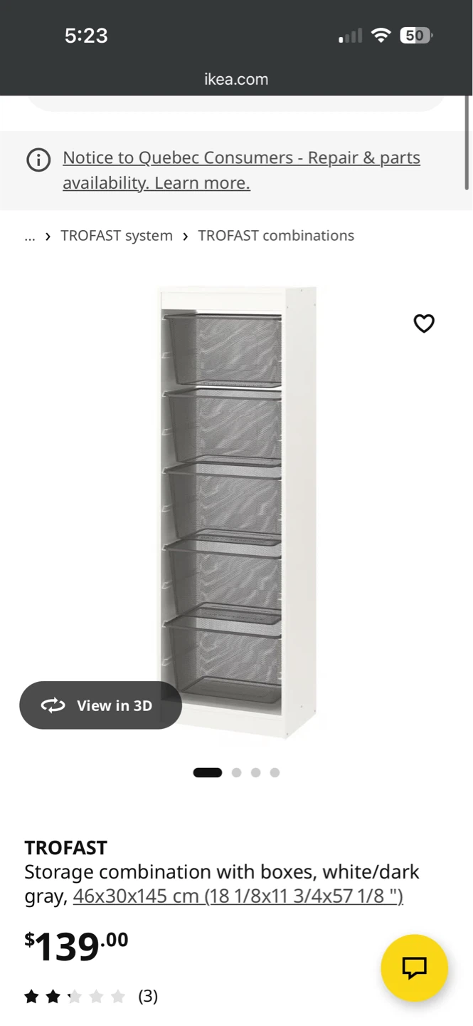 IKEA TROFAST Storage Combination with Boxes White/Dark Gray