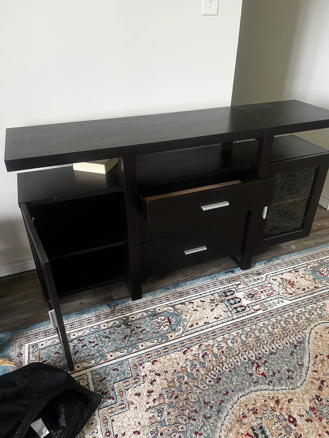 Dark Brown TV Stand with 3 Drawers and 2 Cabinets