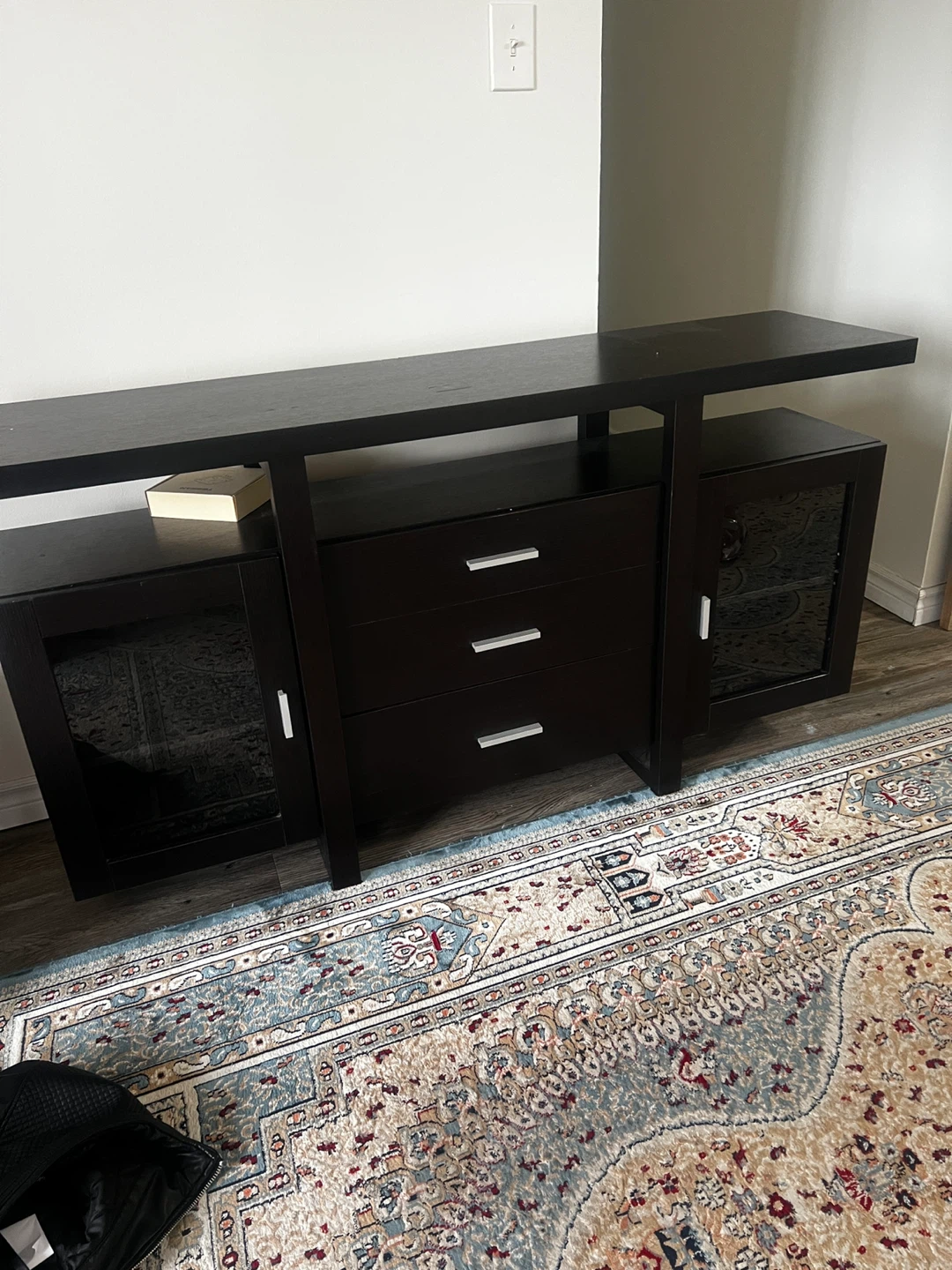 Dark Brown TV Stand with 3 Drawers and 2 Cabinets - photo 2