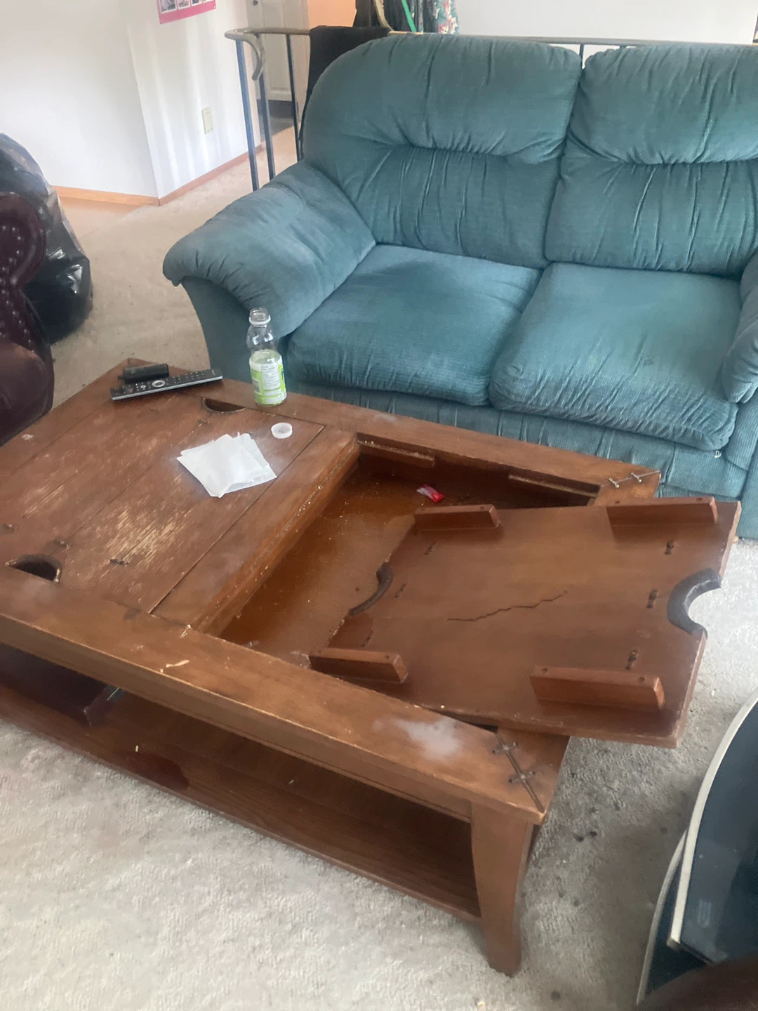 Wooden Coffee Table with Storage Shelf - photo 2