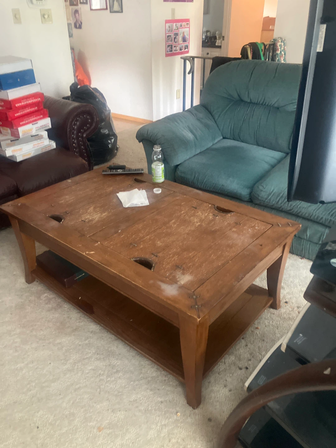 Wooden Coffee Table with Storage Shelf