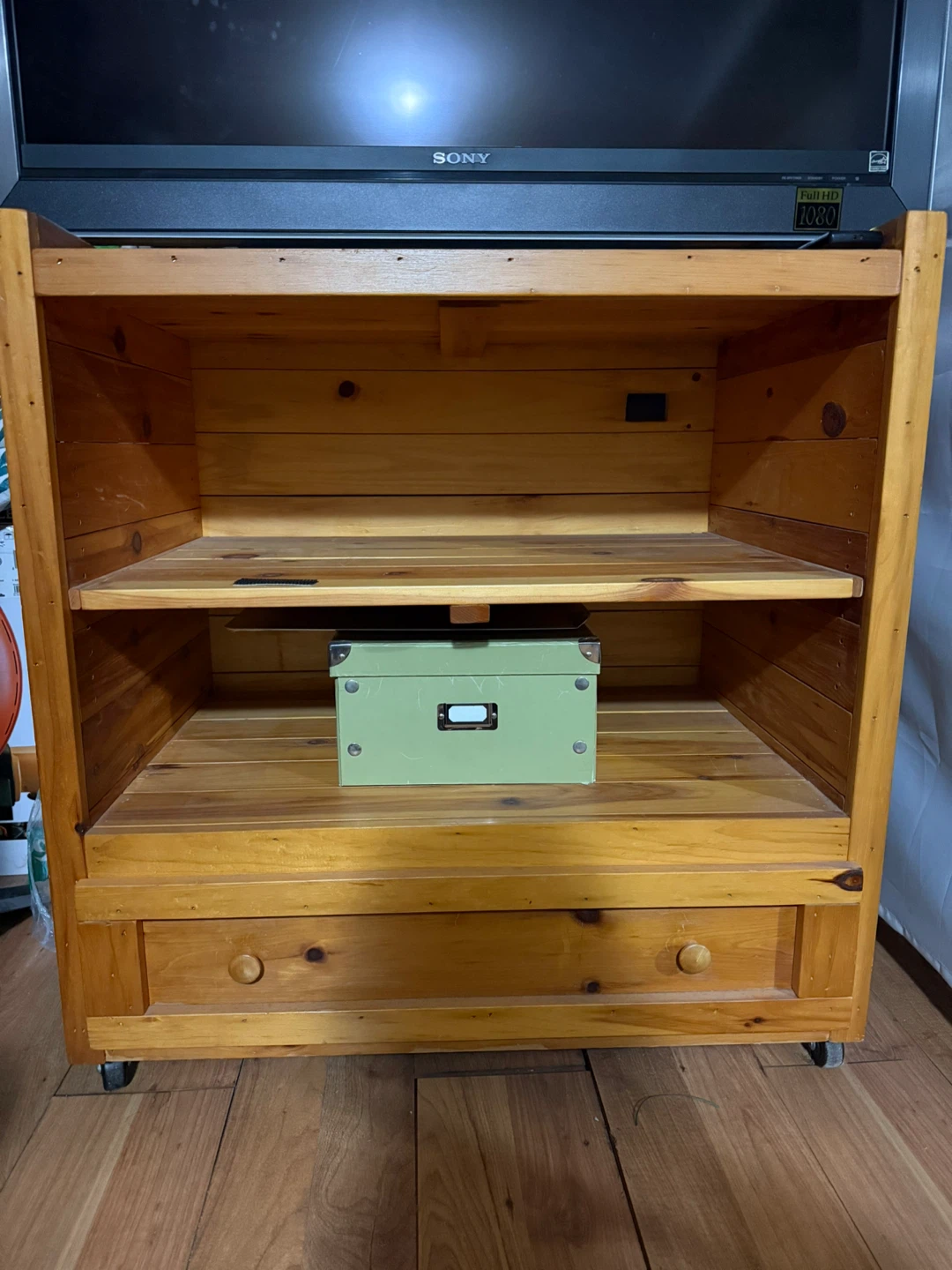 Wooden Media Console Stand with Drawer