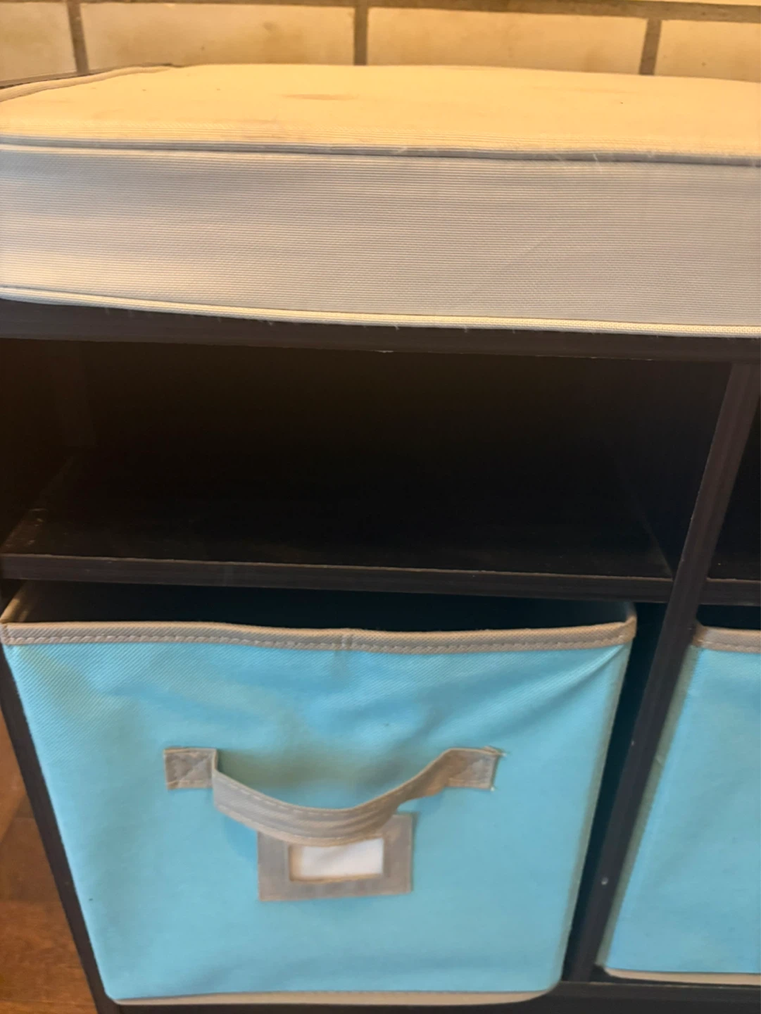 3 Cube Storage Bench with Blue Bins - photo 2
