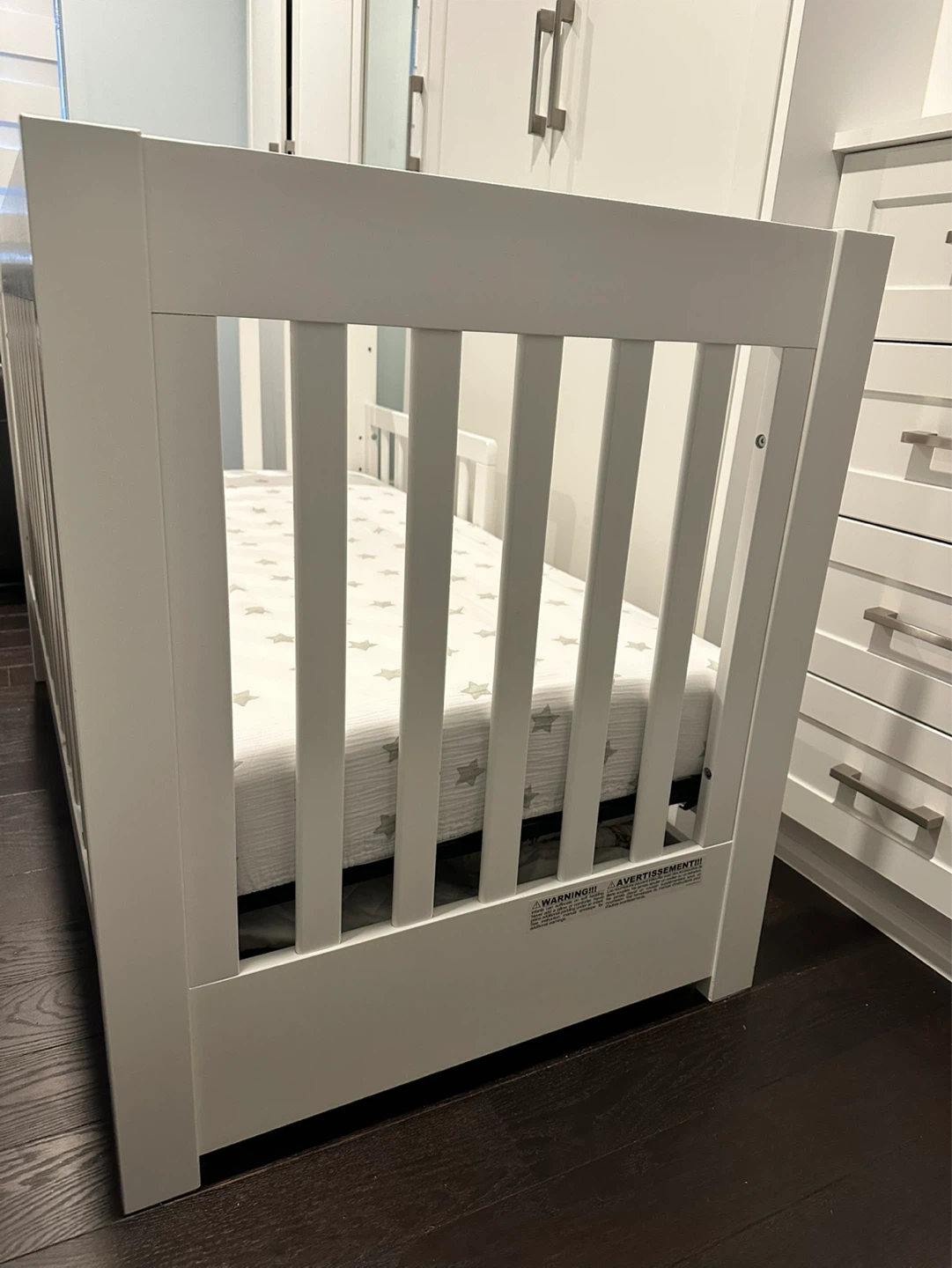 White Wooden Baby Crib + Mattress - photo 3