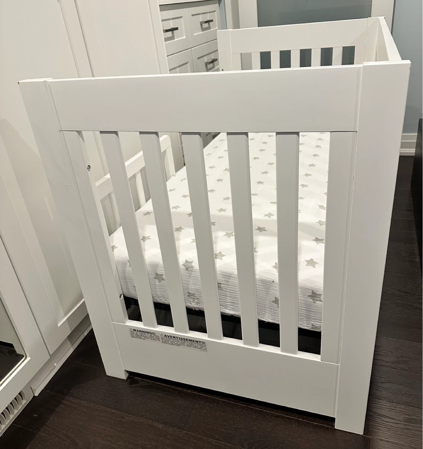 White Wooden Baby Crib + Mattress - photo 2
