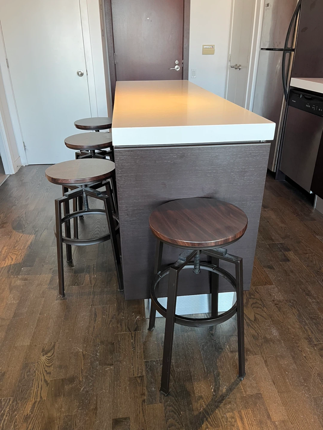 Set of 4 Industrial Bar Stools with Adjustable Height - photo 2
