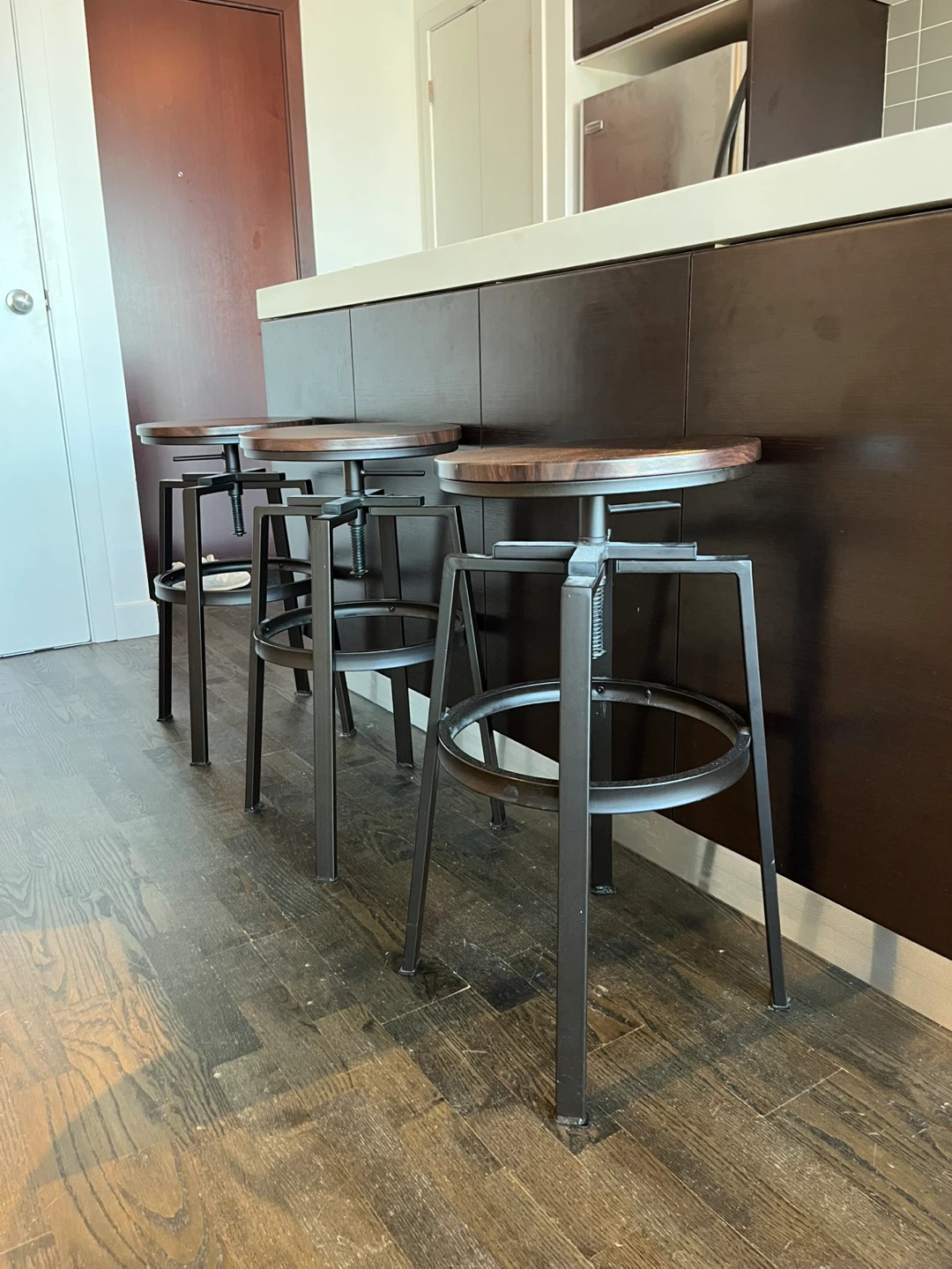 Set of 4 Industrial Bar Stools with Adjustable Height