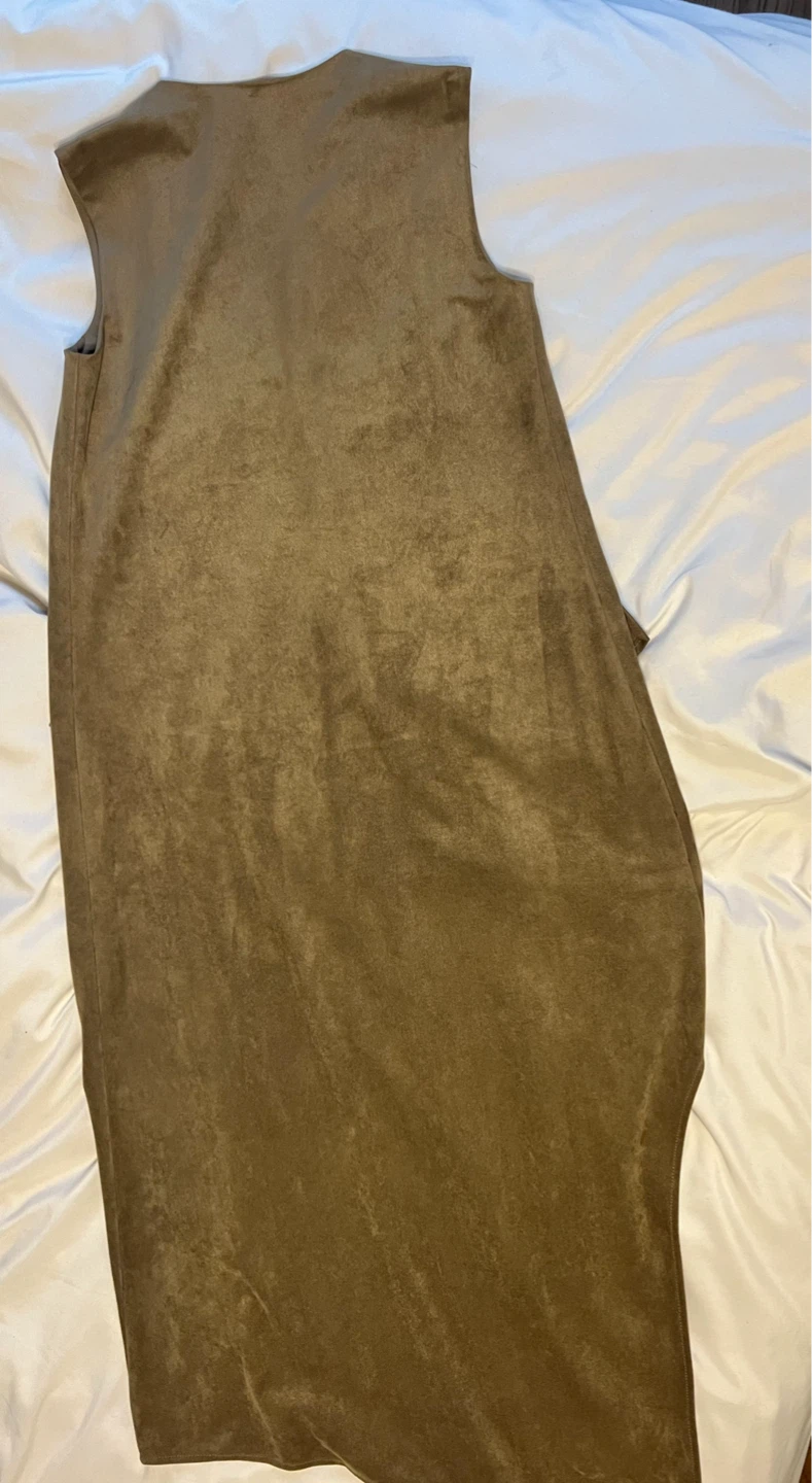 BCBGMAXAZRIA Taupe Suede Waterfall women’s dress - photo 3
