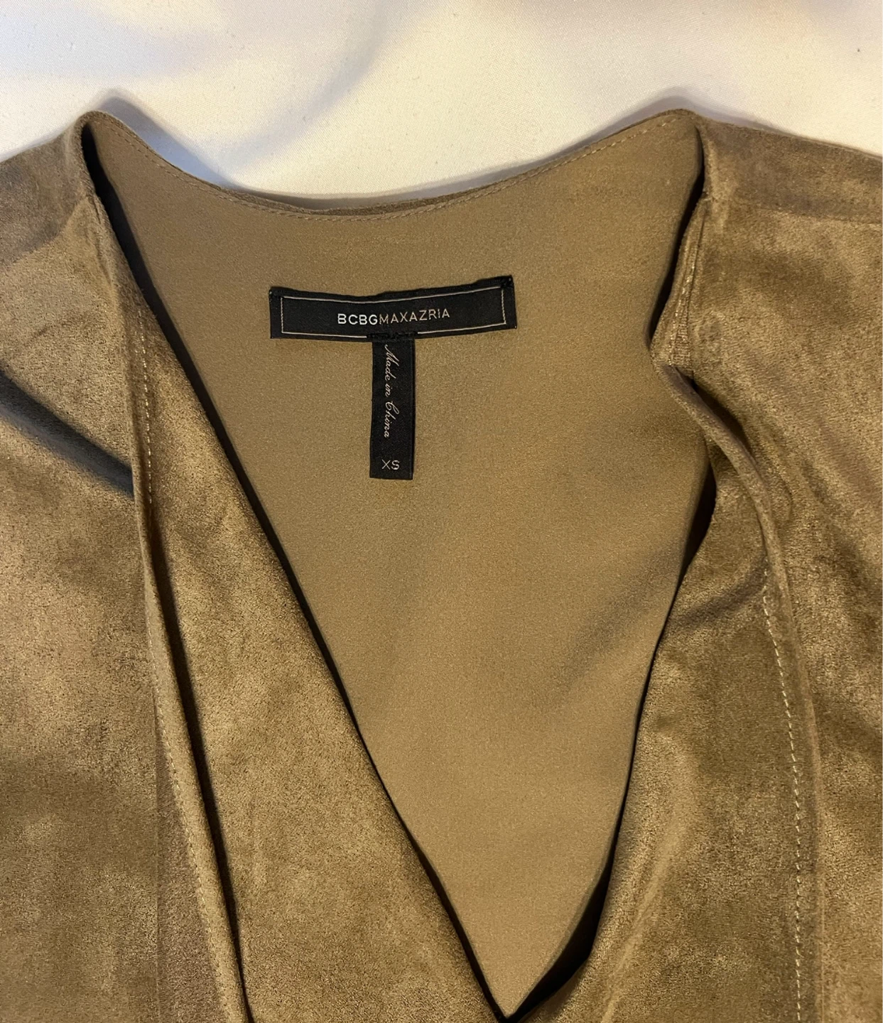 BCBGMAXAZRIA Taupe Suede Waterfall women’s dress - photo 5
