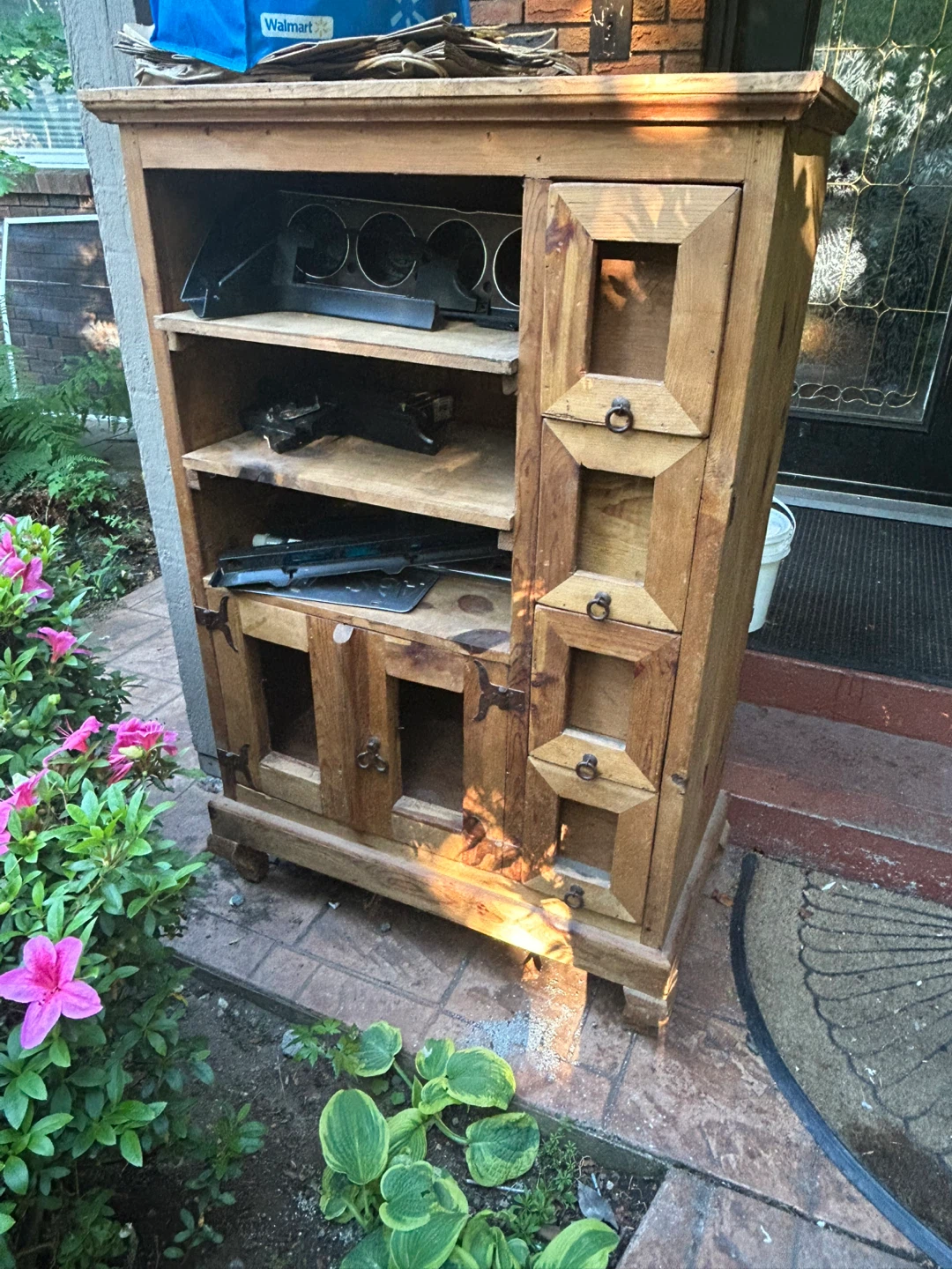 Wooden Cabinet with Shelves and Drawers