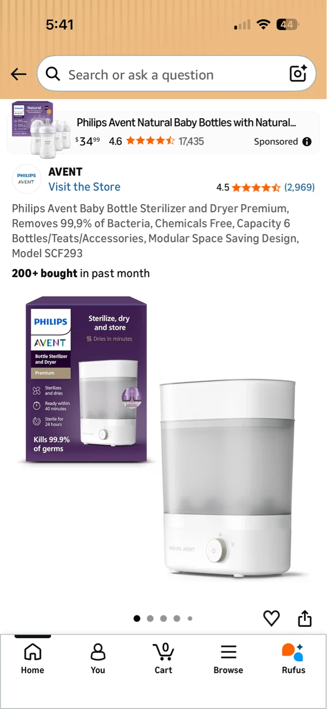 Philips Avent Baby Bottle Sterilizer and Dryer Premium SCF293